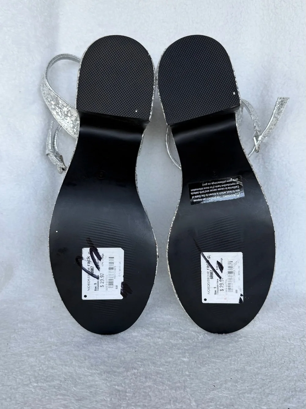 Olivia Miller Women's Silver Glitter Capricorn Platform Heels Size 9